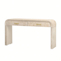 Unique Retro Console Table With Open Design And Two Top Drawers For Entryway Dining Room Living Room Natural Wood Finish