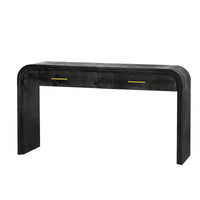 Unique Retro Console Table With Open Design And Two Top Drawers For Entryway Dining Room Living Room Natural Wood Finish