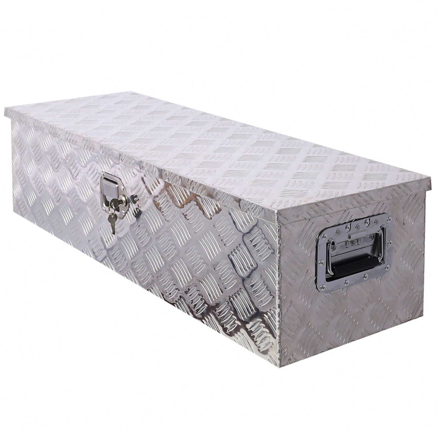 Heavy Duty 39 Inch Aluminum Tool Box For Truck Bed And Trailer Storage With Lock And Keys, Black Outdoor RV Organizer 39x13x10 Inch
