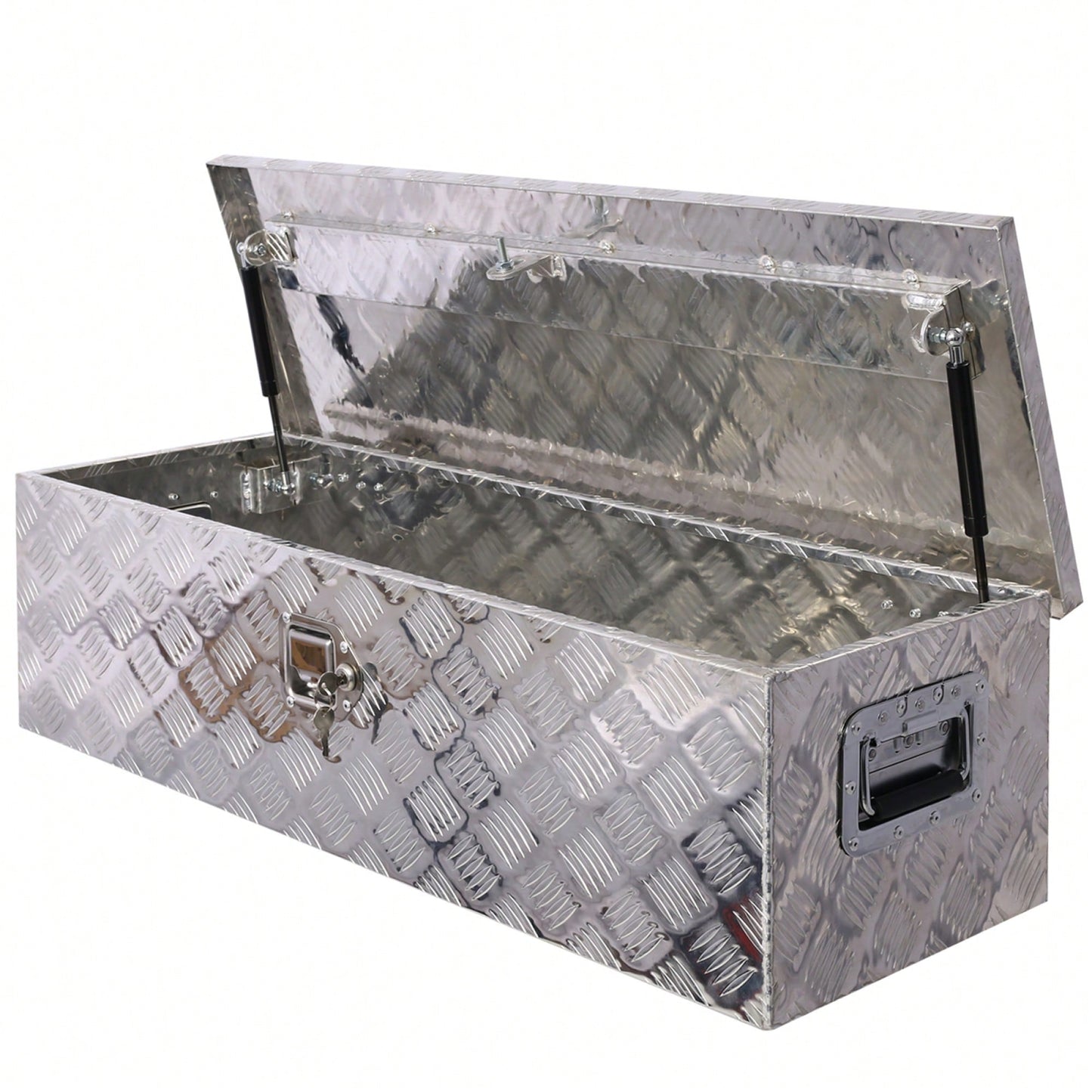 Heavy Duty 39 Inch Aluminum Tool Box For Truck Bed And Trailer Storage With Lock And Keys, Black Outdoor RV Organizer 39x13x10 Inch