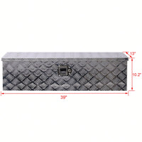 Heavy Duty 39 Inch Aluminum Tool Box For Truck Bed And Trailer Storage With Lock And Keys, Black Outdoor RV Organizer 39x13x10 Inch