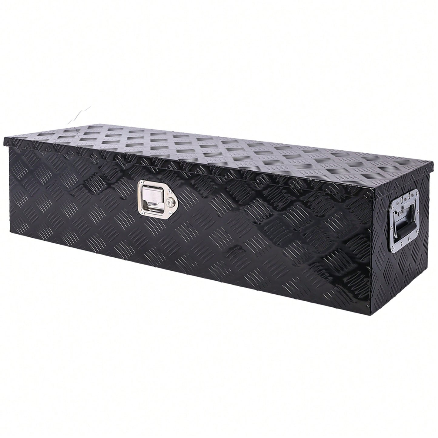 Heavy Duty 39 Inch Aluminum Tool Box For Truck Bed And Trailer Storage With Lock And Keys, Black Outdoor RV Organizer 39x13x10 Inch
