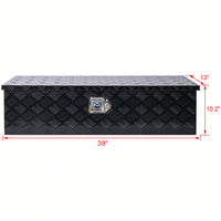 Heavy Duty 39 Inch Aluminum Tool Box For Truck Bed And Trailer Storage With Lock And Keys, Black Outdoor RV Organizer 39x13x10 Inch