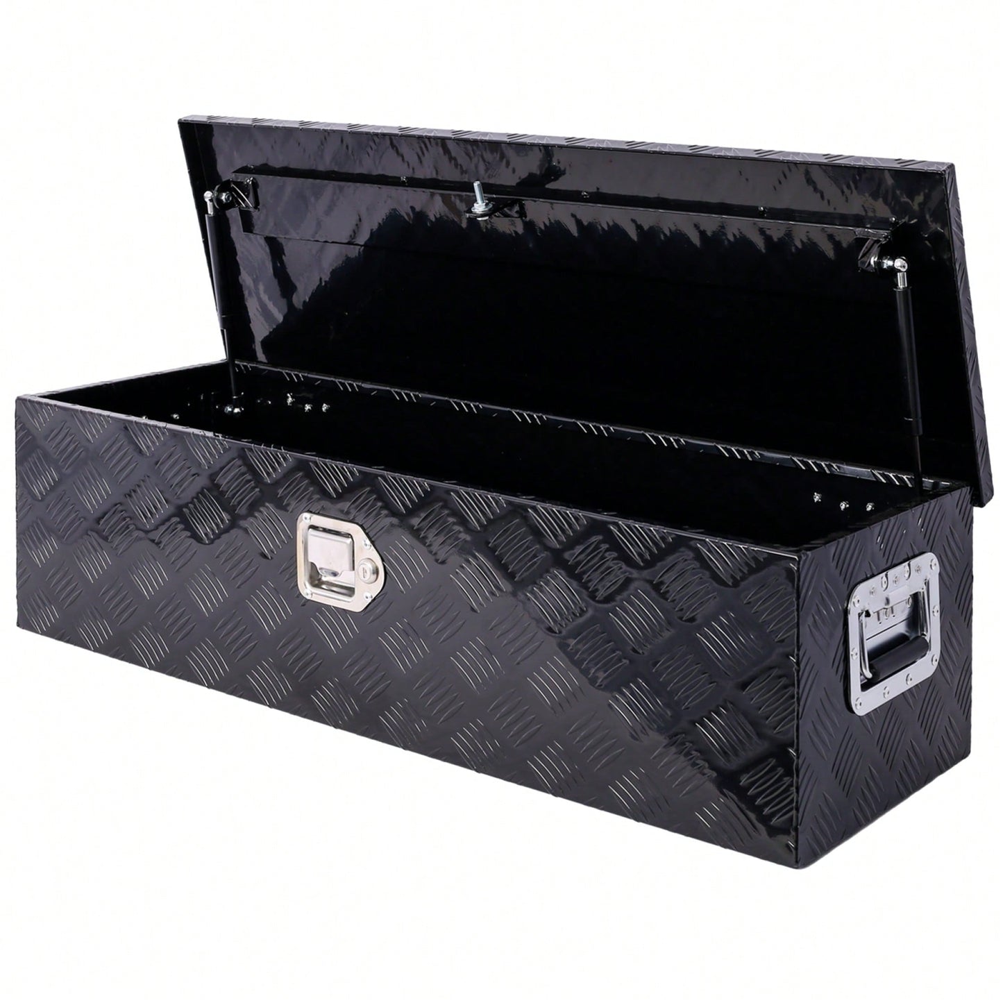 Heavy Duty 39 Inch Aluminum Tool Box For Truck Bed And Trailer Storage With Lock And Keys, Black Outdoor RV Organizer 39x13x10 Inch