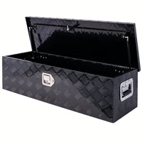 Heavy Duty 39 Inch Aluminum Tool Box For Truck Bed And Trailer Storage With Lock And Keys, Black Outdoor RV Organizer 39x13x10 Inch