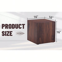 Stylish 16 Inch Walnut Wood Grain MDF Coffee Table With Cube Design Perfect For Living Room Accent