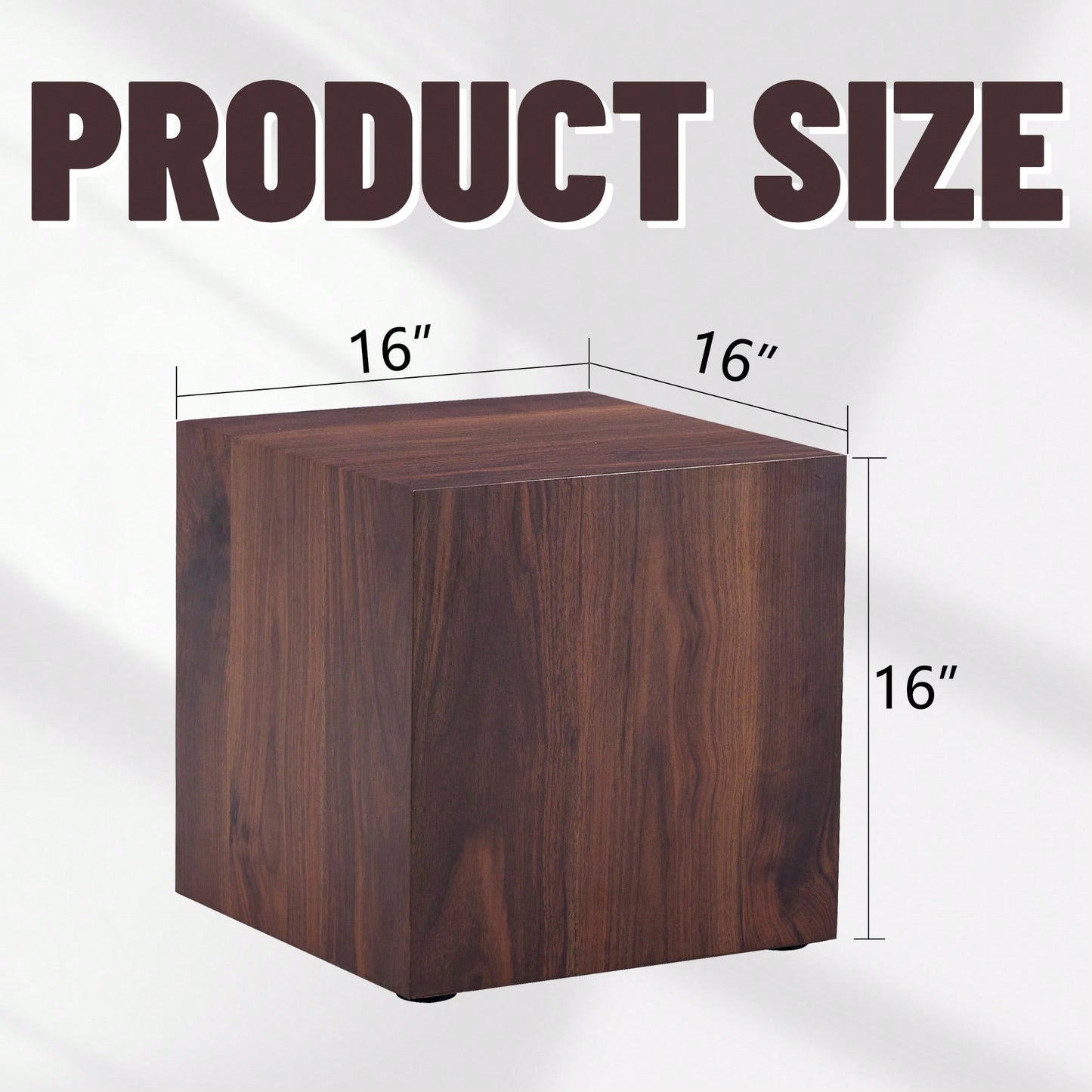 Stylish 16 Inch Walnut Wood Grain MDF Coffee Table With Cube Design Perfect For Living Room Accent
