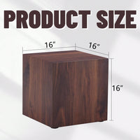 Stylish 16 Inch Walnut Wood Grain MDF Coffee Table With Cube Design Perfect For Living Room Accent