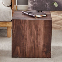 Stylish 16 Inch Walnut Wood Grain MDF Coffee Table With Cube Design Perfect For Living Room Accent