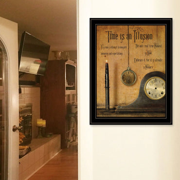 Time Is An Illusion Framed Wall Art In Black Frame For Home Or Office Decor