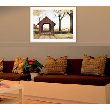 Charming Framed Print Of Bucks County Bridge In White Frame Perfect For Home Decor