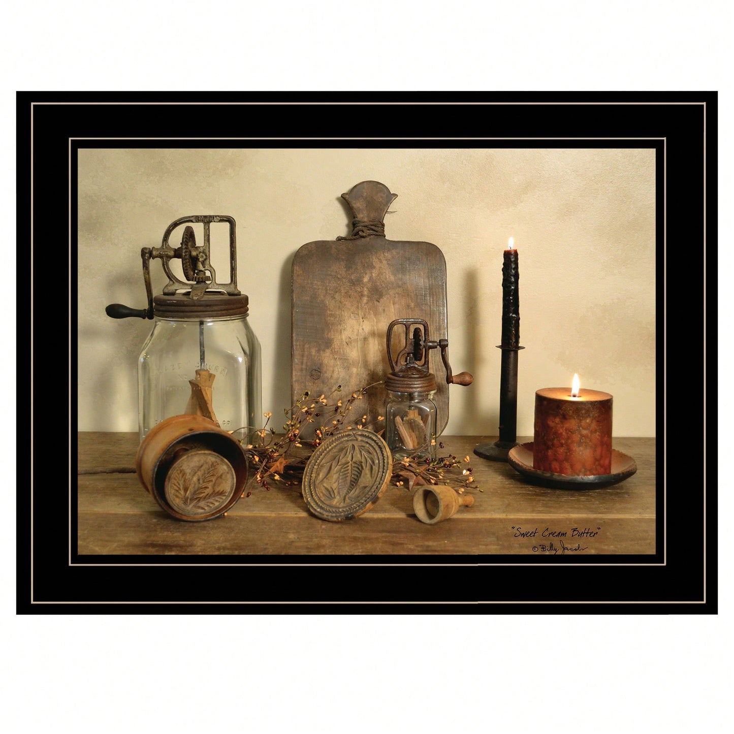 Sweet Cream Butter Framed Print With Black Frame For Rustic Kitchen Decor