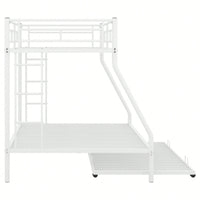 Sturdy Twin Over Full Bunk Bed With Twin Trundle And Dual Ladders In Black Finish
