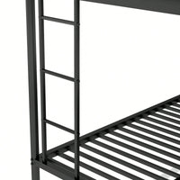Sturdy Twin Over Full Bunk Bed With Twin Trundle And Dual Ladders In Black Finish