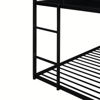 Twin Over Twin Metal Bunk Bed Frame For Kids With Built-In Ladder - No Box Spring Required - White Finish
