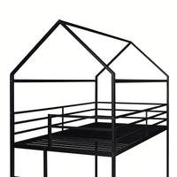 Twin Over Twin Metal Bunk Bed Frame For Kids With Built-In Ladder - No Box Spring Required - White Finish