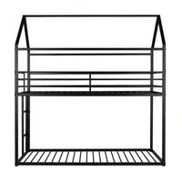 Twin Over Twin Metal Bunk Bed Frame For Kids With Built-In Ladder - No Box Spring Required - White Finish