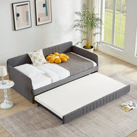 Twin Size Metal Framed Daybed Sofa Bed With Trundle 78.4''w X 41''d X 29.8''h Grey