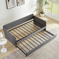 Twin Size Metal Framed Daybed Sofa Bed With Trundle 78.4''w X 41''d X 29.8''h Grey
