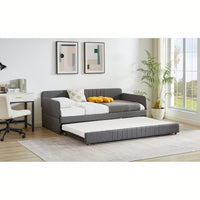 Twin Size Metal Framed Daybed Sofa Bed With Trundle 78.4''w X 41''d X 29.8''h Grey