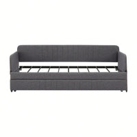Twin Size Metal Framed Daybed Sofa Bed With Trundle 78.4''w X 41''d X 29.8''h Grey