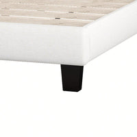 King Upholstered Platform Bed With Saddle Curved Headboard And Diamond Tufted Design Beige