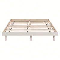 Modern White Washed Full Floating Platform Bed Frame For Stylish Bedroom Decor