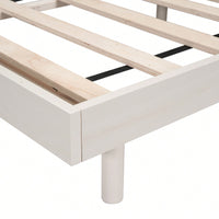 Modern White Washed Full Floating Platform Bed Frame For Stylish Bedroom Decor