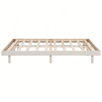 Modern White Washed Full Floating Platform Bed Frame For Stylish Bedroom Decor
