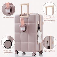 4 Piece Expandable 20-Inch Luggage Set With USB Port Durable Hard Shell Suitcase Travel Bag And Spinner Wheels Light Grey