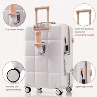 4 Piece Expandable 20-Inch Luggage Set With USB Port Durable Hard Shell Suitcase Travel Bag And Spinner Wheels Light Grey