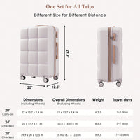4 Piece Expandable 20-Inch Luggage Set With USB Port Durable Hard Shell Suitcase Travel Bag And Spinner Wheels Light Grey