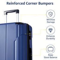 Expandable 3 Piece Hard Shell Luggage Set With Double Spinner Wheels And TSA Lock - Black Brown 20/24/28 Inch Suitcases
