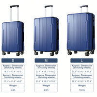 Expandable 3 Piece Hard Shell Luggage Set With Double Spinner Wheels And TSA Lock - Black Brown 20/24/28 Inch Suitcases
