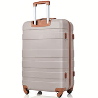 Lightweight Durable Hardshell Luggage Set 3 Pieces With Spinner Wheels And TSA Lock In Light Brown 20 24 28 Inch