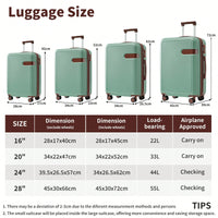 4 Piece Lightweight Luggage Set With Compression Packing Cubes Expandable Spinner Wheels And TSA Lock 16in 20in 24in 28in