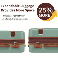 4 Piece Lightweight Luggage Set With Compression Packing Cubes Expandable Spinner Wheels And TSA Lock 16in 20in 24in 28in