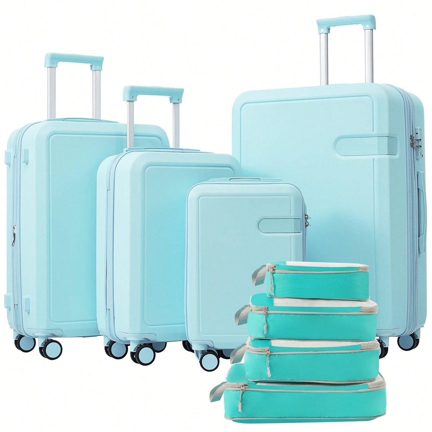 4 Piece Lightweight Luggage Set With Compression Packing Cubes Expandable Spinner Wheels And TSA Lock 16in 20in 24in 28in