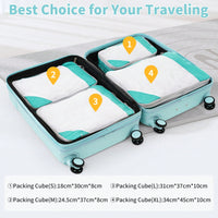 4 Piece Lightweight Luggage Set With Compression Packing Cubes Expandable Spinner Wheels And TSA Lock 16in 20in 24in 28in
