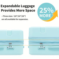 4 Piece Lightweight Luggage Set With Compression Packing Cubes Expandable Spinner Wheels And TSA Lock 16in 20in 24in 28in