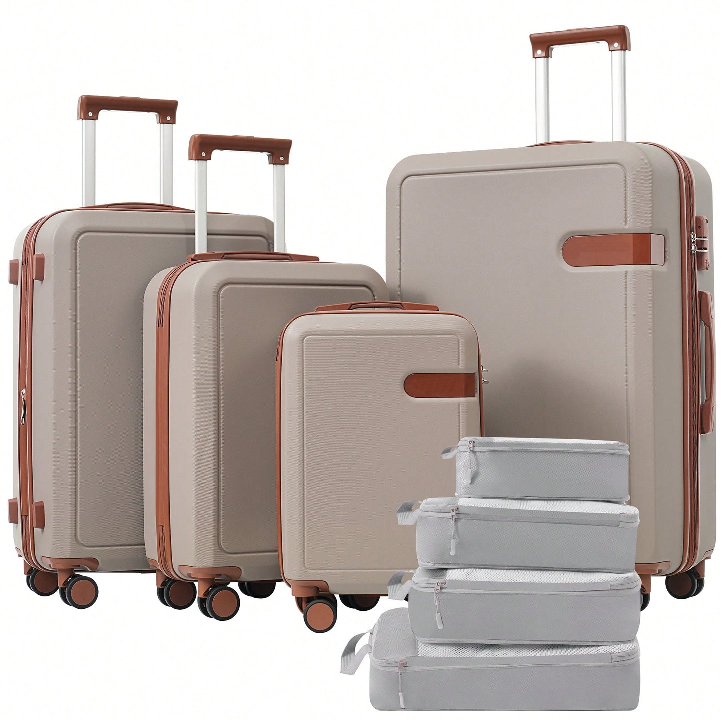 4 Piece Lightweight Luggage Set With Compression Packing Cubes Expandable Spinner Wheels And TSA Lock 16in 20in 24in 28in