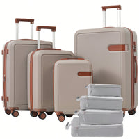 4 Piece Lightweight Luggage Set With Compression Packing Cubes Expandable Spinner Wheels And TSA Lock 16in 20in 24in 28in