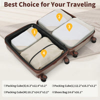 4 Piece Lightweight Luggage Set With Compression Packing Cubes Expandable Spinner Wheels And TSA Lock 16in 20in 24in 28in