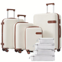 4 Piece Lightweight Luggage Set With Compression Packing Cubes Expandable Spinner Wheels And TSA Lock 16in 20in 24in 28in