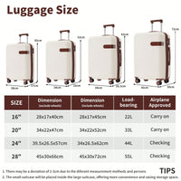 4 Piece Lightweight Luggage Set With Compression Packing Cubes Expandable Spinner Wheels And TSA Lock 16in 20in 24in 28in