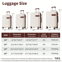 4 Piece Lightweight Luggage Set With Compression Packing Cubes Expandable Spinner Wheels And TSA Lock 16in 20in 24in 28in