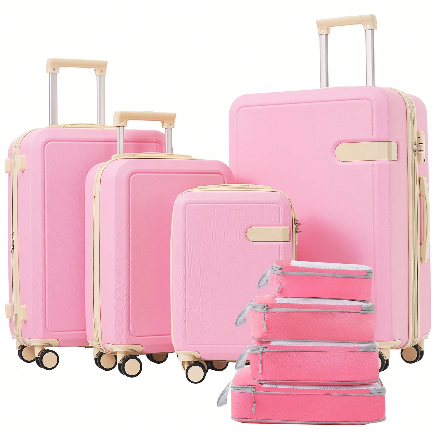4 Piece Lightweight Luggage Set With Compression Packing Cubes Expandable Spinner Wheels And TSA Lock 16in 20in 24in 28in