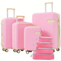 4 Piece Lightweight Luggage Set With Compression Packing Cubes Expandable Spinner Wheels And TSA Lock 16in 20in 24in 28in