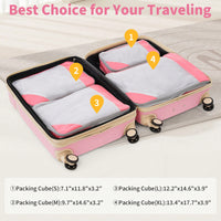 4 Piece Lightweight Luggage Set With Compression Packing Cubes Expandable Spinner Wheels And TSA Lock 16in 20in 24in 28in
