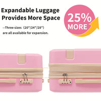 4 Piece Lightweight Luggage Set With Compression Packing Cubes Expandable Spinner Wheels And TSA Lock 16in 20in 24in 28in